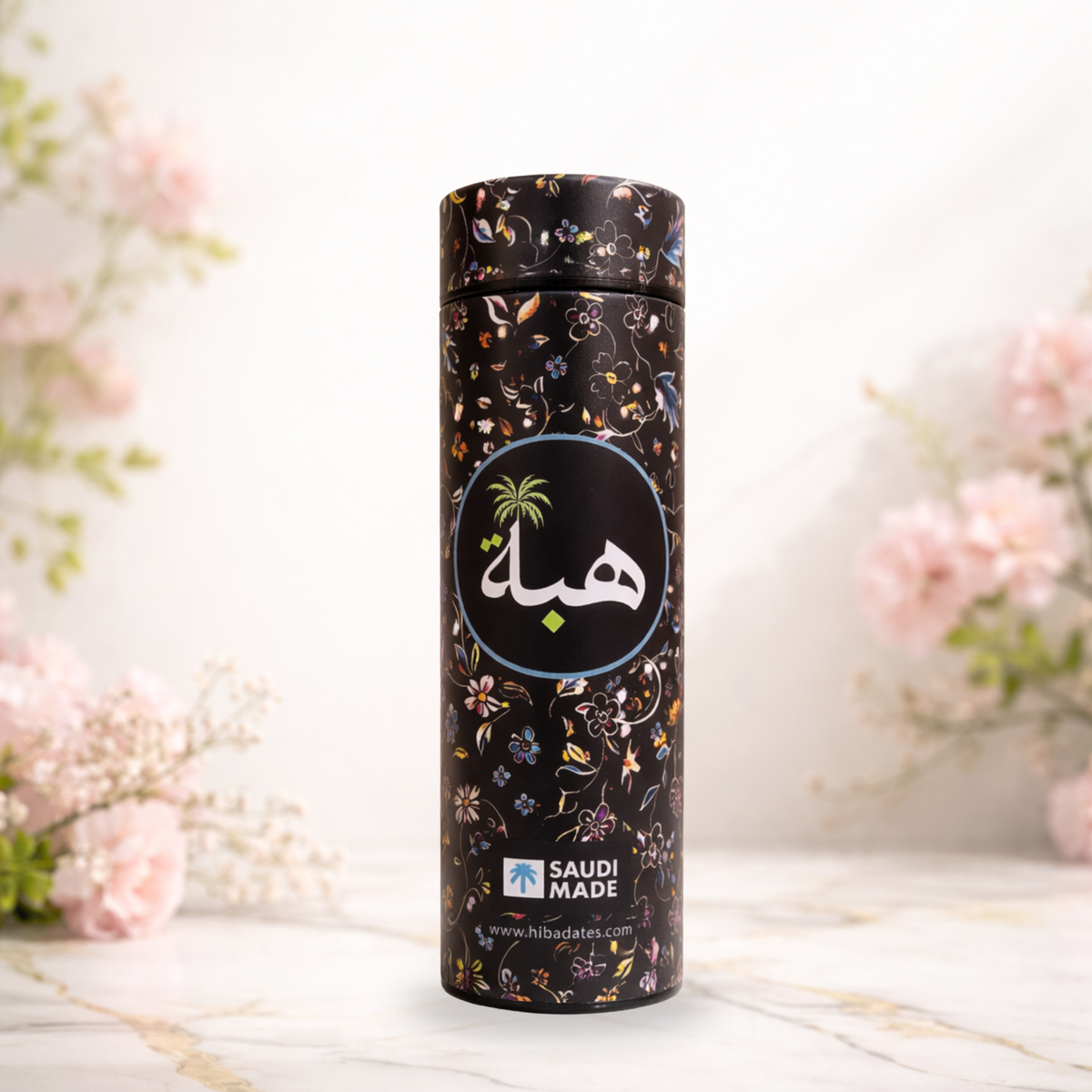 Rawdah Bloom Water Temperature Bottle – Premium Floral Islamic Gift (Dark Blue)