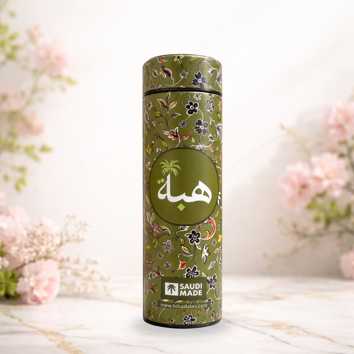 Rawdah Bloom Water Temperature  Bottle – Premium Floral Islamic Gift (Green)