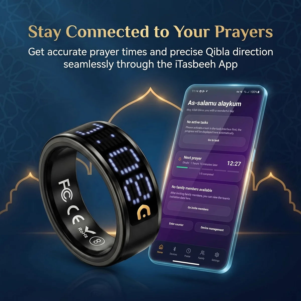 iTasbeeh Salam Ring SQ666 – Includes a Portable Charging Case