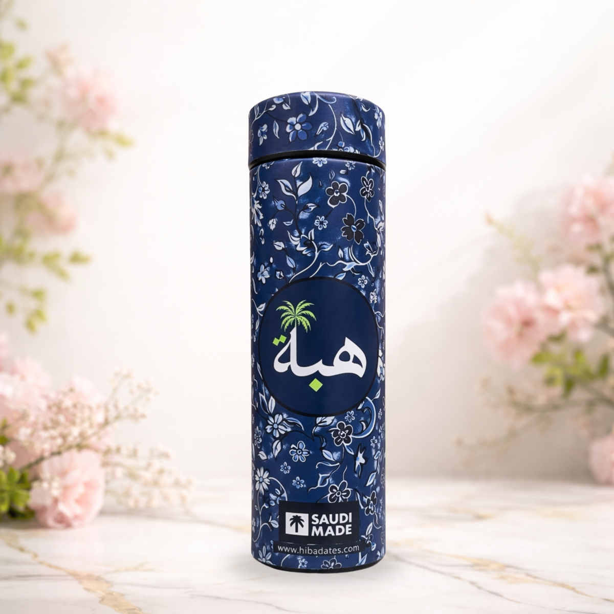 Rawdah Bloom Water Temperature Bottle – Premium Floral Islamic Gift (Light Blue)