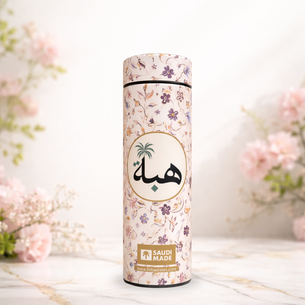 Rawdah Bloom Water Temperature  Bottle – Premium Floral Islamic Gift (White)
