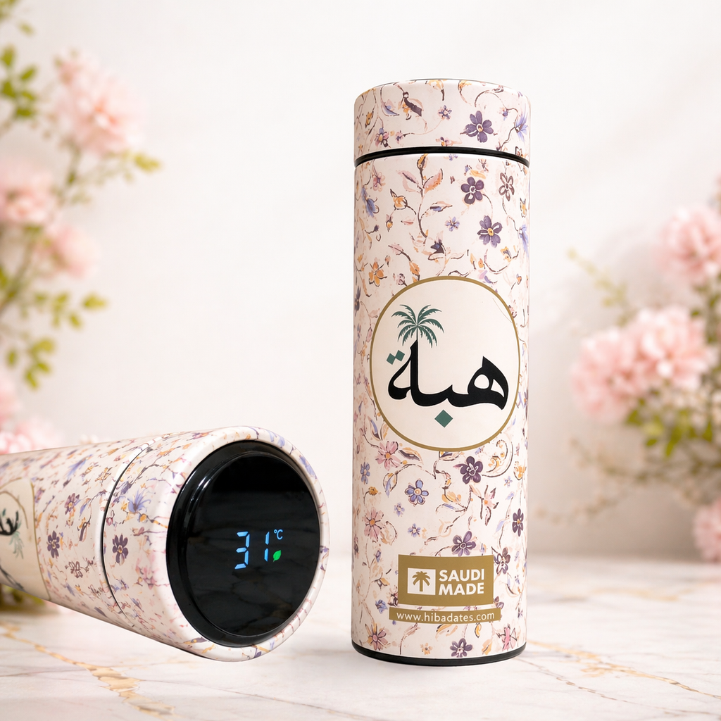 Rawdah Bloom Water Temperature  Bottle – Premium Floral Islamic Gift (White)
