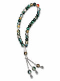 Emerald Green Crystal Tasbih with Silver Accents