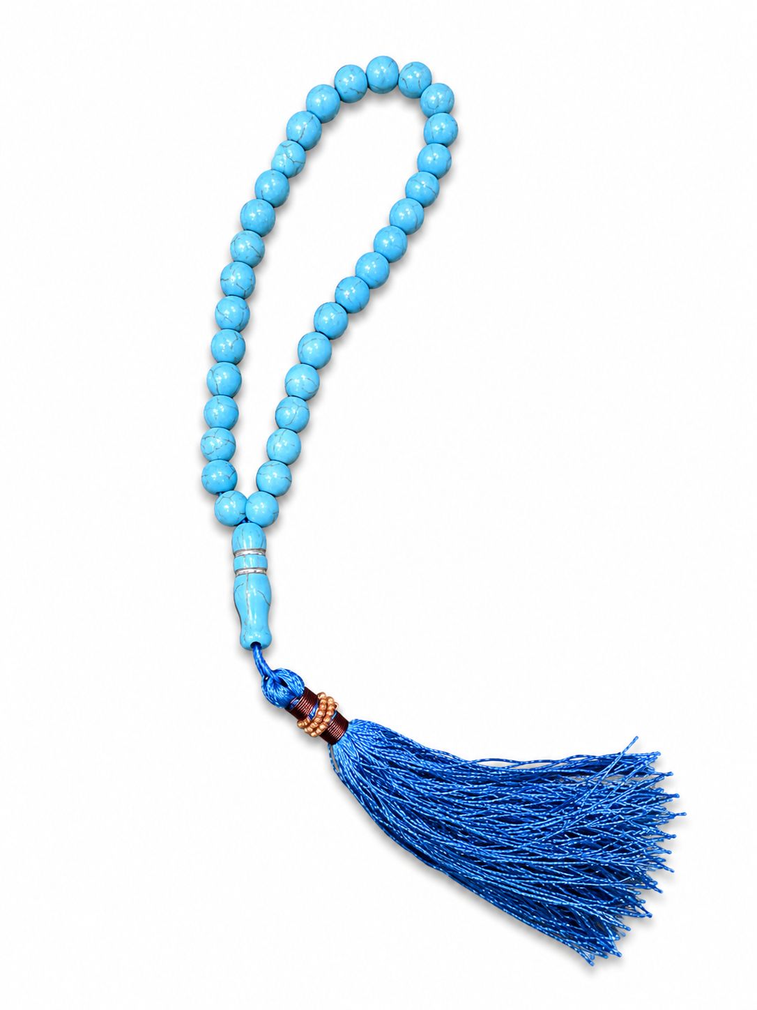 Premium Sky Blue Feroza Tasbih with Silk Tassel