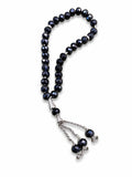 Luxury Black Crystal Tasbih with Silver Accents