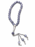 Premium Grey Marble Tasbih with Silver Accents